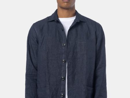 Overshirt Linen One in Dark Navy For Discount