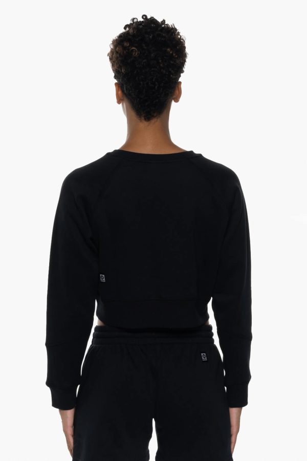 Brynn Cropped Fleece Crewneck - Black Online now