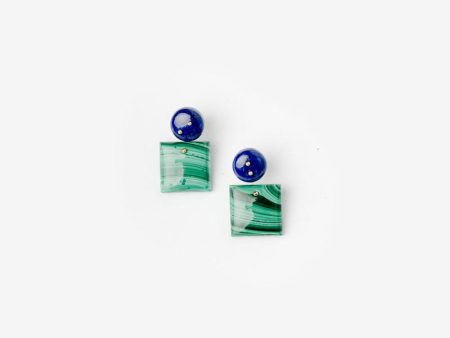 Mobile Earrings in Lapis Malachite Cheap