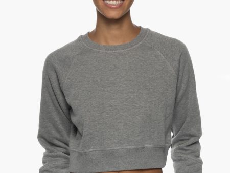 Brynn Cropped Fleece Crewneck - Heather Grey Discount