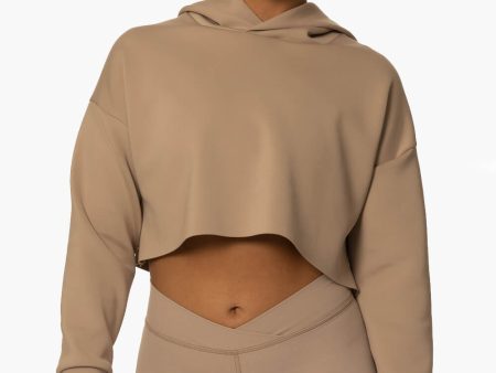 Cardiff Cropped Hoodie - Mocha Cheap