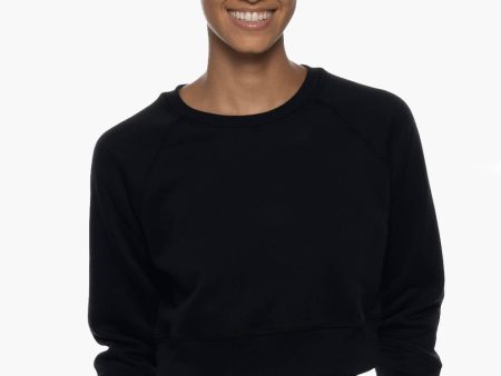 Brynn Cropped Fleece Crewneck - Black Online now