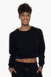 Brynn Cropped Fleece Crewneck - Black Online now