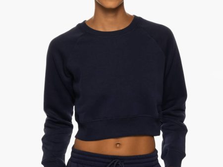 Brynn Cropped Fleece Crewneck - Shadow Discount