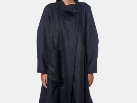 Wrapover Coat in Indigo For Cheap