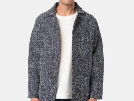 Janus Knit Coat in Navy Online Hot Sale