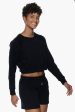 Brynn Cropped Fleece Crewneck - Black Online now