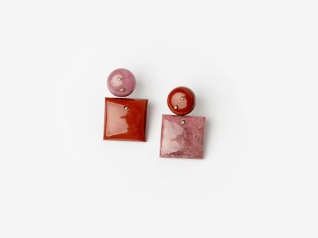 Mobile Earrings in Rhodonite Red Jasper Cheap