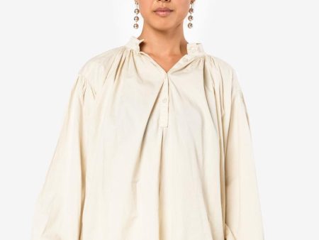 Balloon Sleeve Blouse in Cream For Cheap